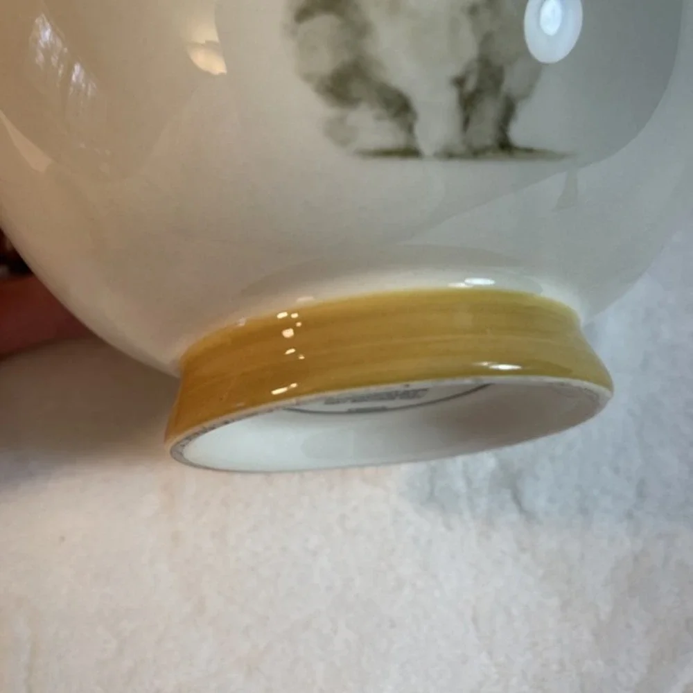Pier 1 Bunny Rabbit Pals Ceramic Cereal Bowl Yellow Trim 5.75